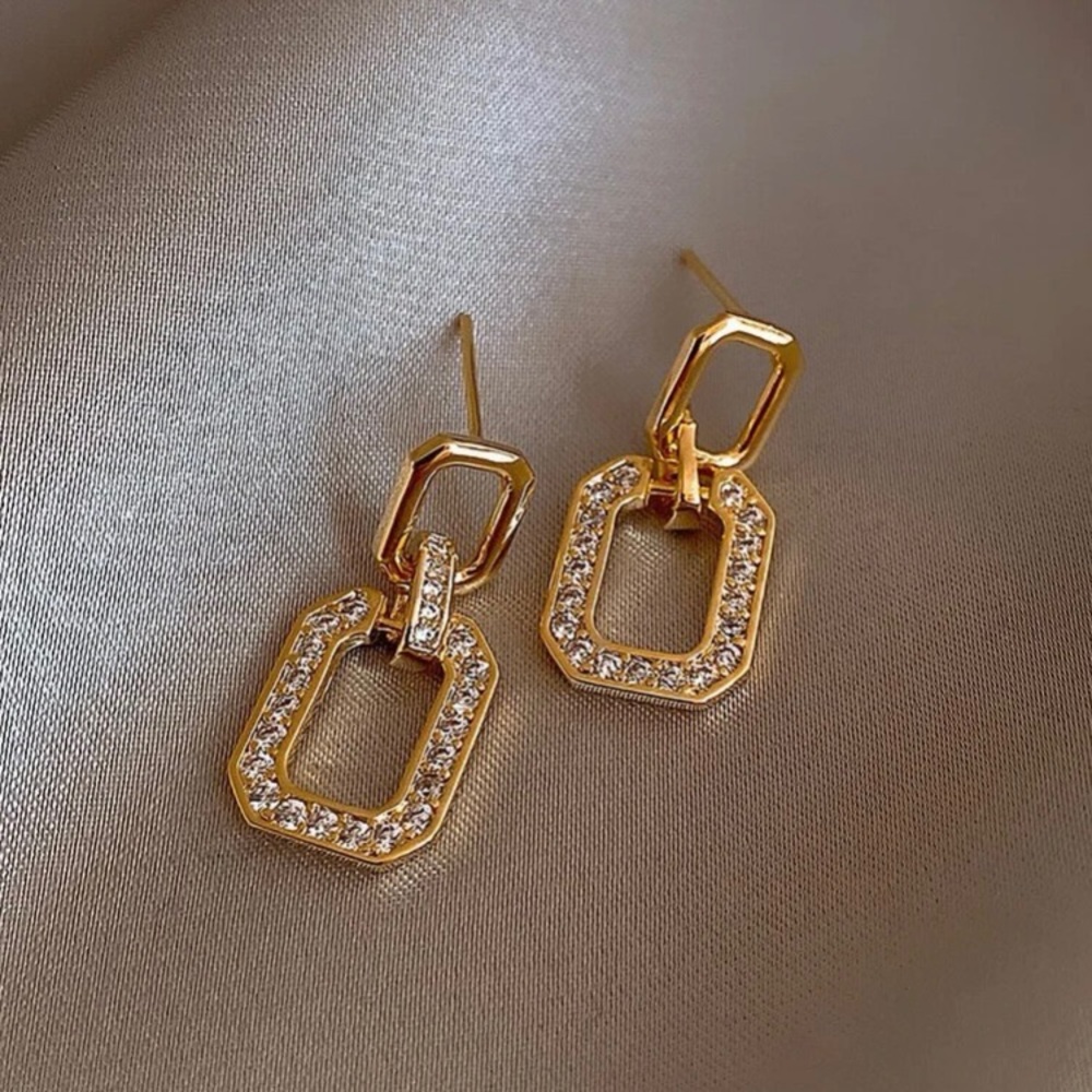 925 Sterling Silver Rhinestone Drop Dangle Stud Earrings - Picture 2 of 4